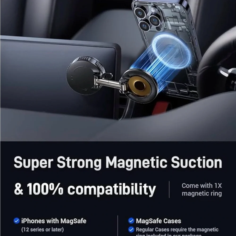 Vacuum Magnetic Phone Holder - Car [120+LBS Strongest Suction & 3200gf Magnetic]